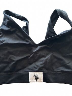 U.S. Polo Assn. Black V‑neck Sports Bralette with Polo Logo